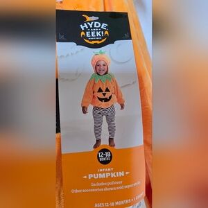 Hyde And Eek Soft Pullover Pumpkin Halloween Costume Hood 12-18 Mo Infant Baby